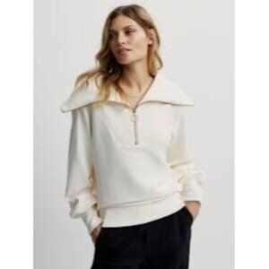 Varley Vine Oversized Half Zip Pullover Cream Long‎ Sleeve Sweater Size XL